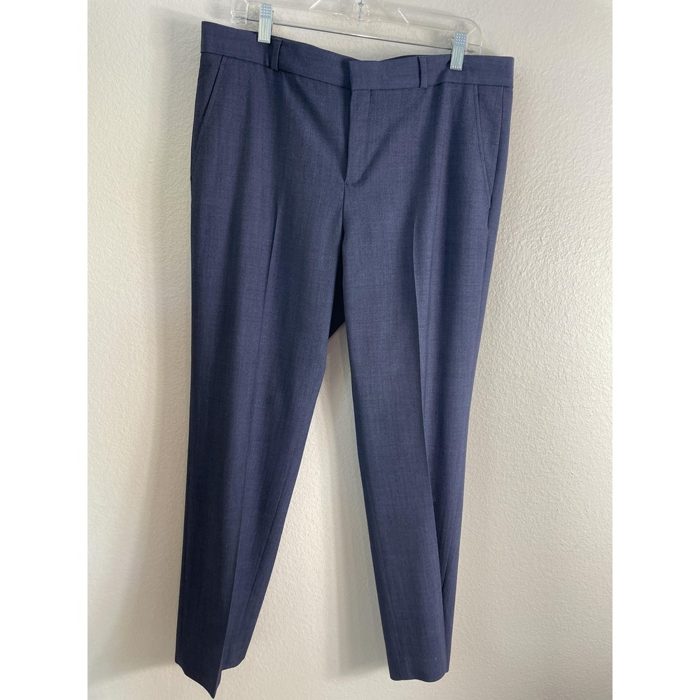 Banana Republic Ryan Pants Womens 14 Blue Wool Slim Ankle Dress Trousers Work